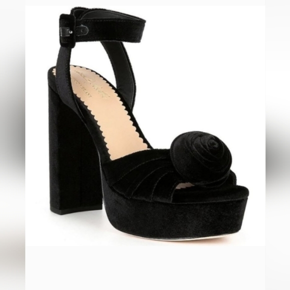NEW Antonio Melani x Nicola Bathie Emilia Velvet Rose Platform Dress Sandals - Picture 2 of 10